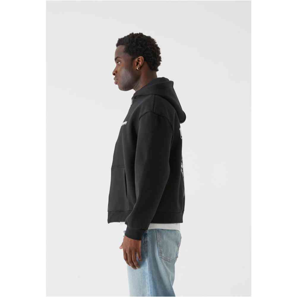 MJ GONZALES - Heavy Oversized Zip Burning Wings Zip hoodie - Black